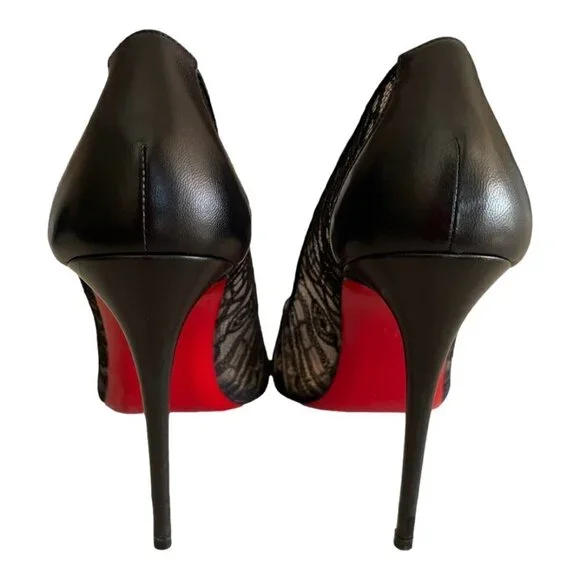 Christian Louboutin Dorissima 100 Black Lace Pumps Heels US 8.5 EU 38.5 - Picture 6 of 10